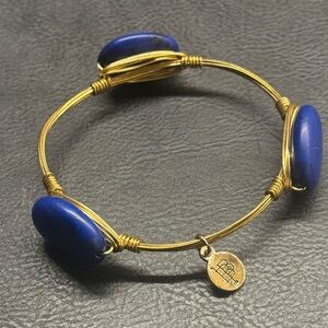 Ralph Lauren Gold-Tone Wire Bangle with Royal Blue Stone Beads